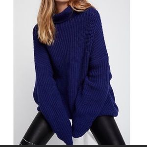 Free People Swim Too Deep Chunky Sweater Blue XS